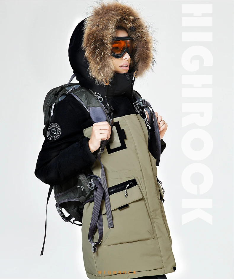 Зимняя куртка Highrock для улицы, Женское пальто, гусиный пуховик с меховым капюшоном, парка для женщин, ультралегкое пальто для кемпинга, пешего туризма