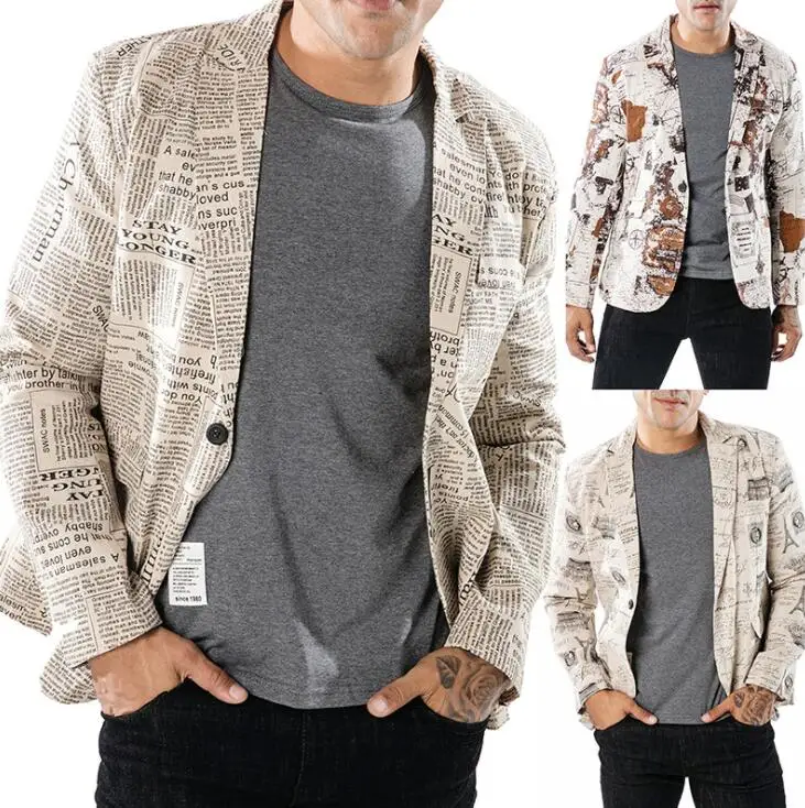 Модный Блейзер мужские костюмы дизайнерская имитация льняной ткани стильный