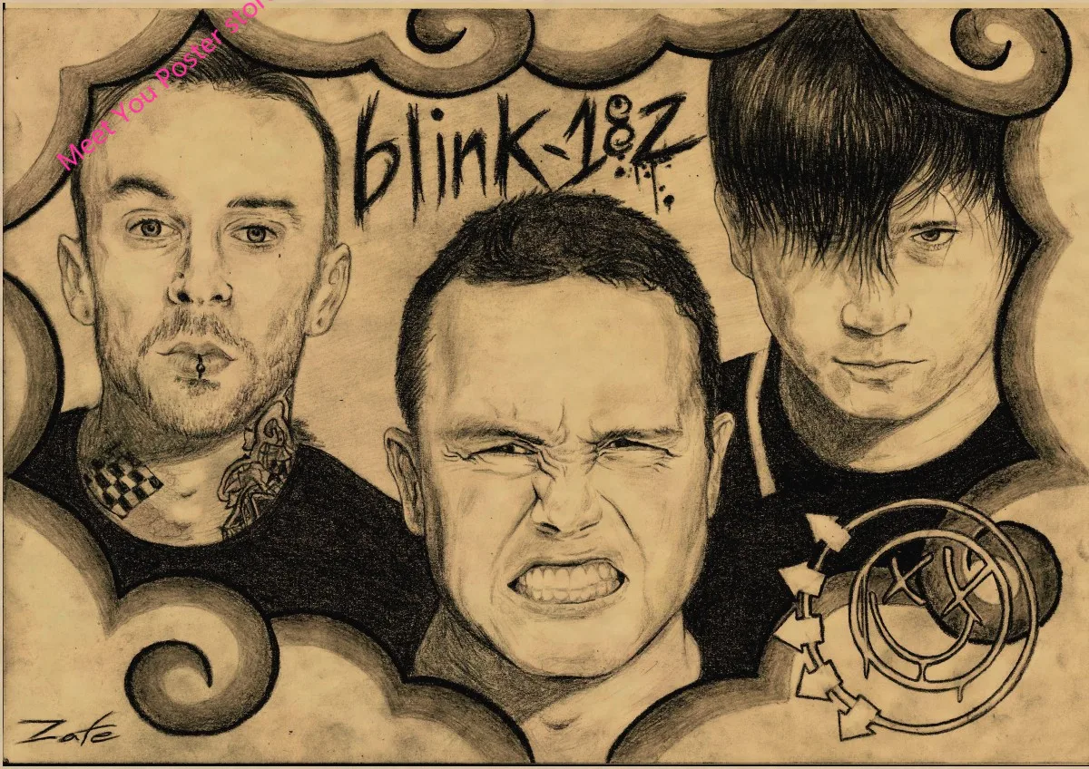 ВИНТАЖНЫЙ ПЛАКАТ Blink 182 рок-группа крафт ретро панк-рок плакат Европейская и американская музыкальная команда звезда рисунок Ретро плакат 1