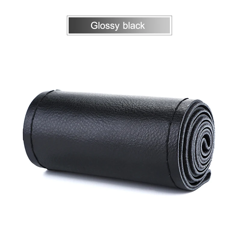 Glossy black line MEIDI Чехлы рулевого колеса автомобиля подходит внешний диаметр 37-38 см DIY натуральная кожа оплетка на руль автомобиля - Название цвета: Glossy black line