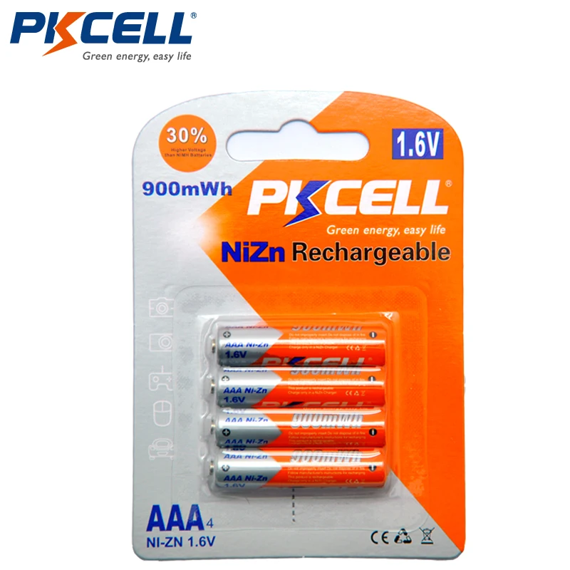 Аккумуляторная батарея PKCELL NIZN, 4 шт./1 упаковка, 1,6 в, МВтч, AAA, 3 А