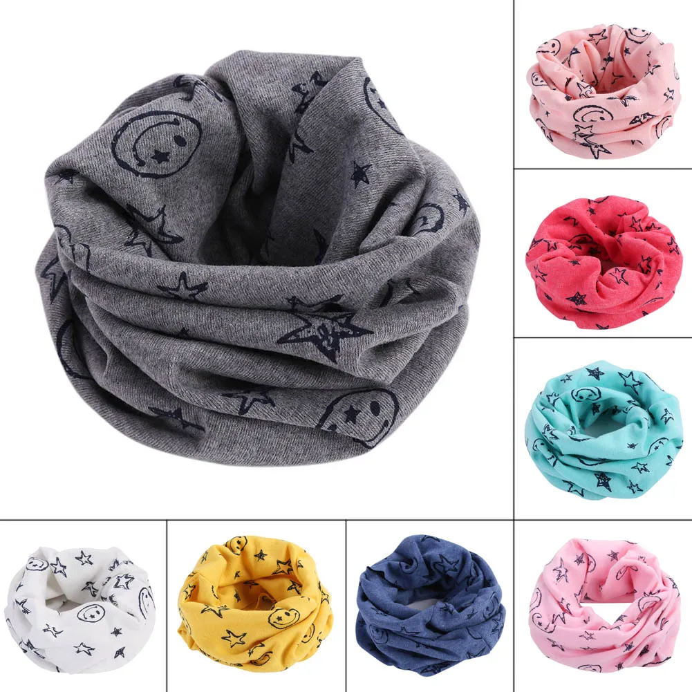 

Fashion Children Kids Scarf Scarves Warm Loops Neckerchief Smile Face Stars For Winter HSJ88