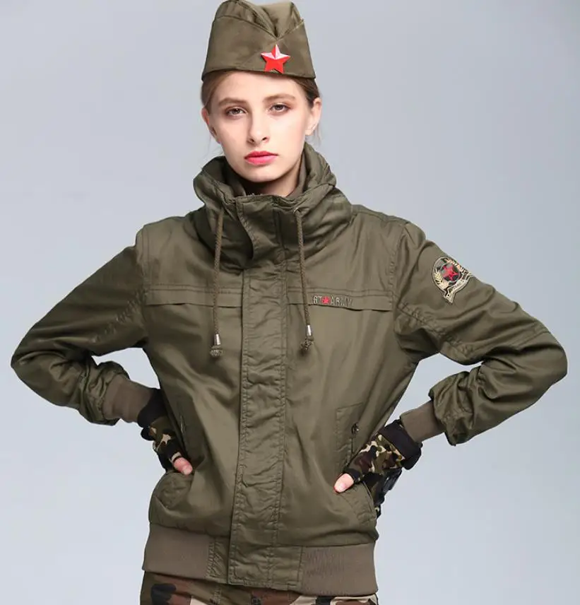 Куртка в Военном Стиле Новое поступление 2019 Женская куртка болотного цвета