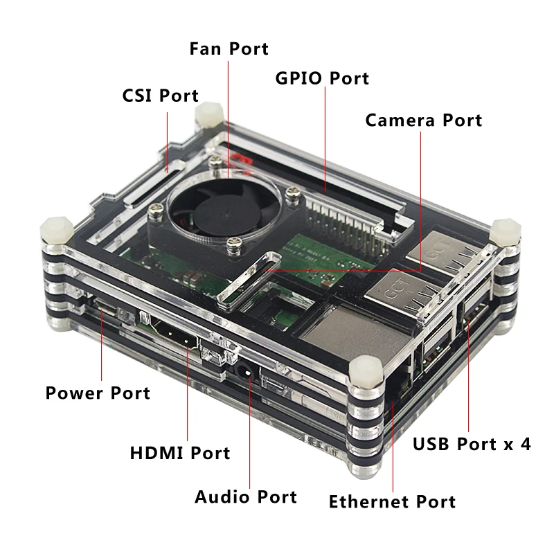 Для Raspberry Pi 3 9-слой акриловый чехол + 3A Мощность адаптер питания вентилятор