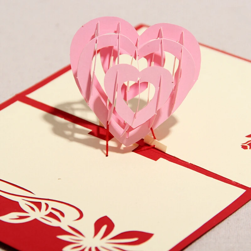 (10 шт./лот) художественные 3d карты Kirigami & Оригами ручной работы с сердечком