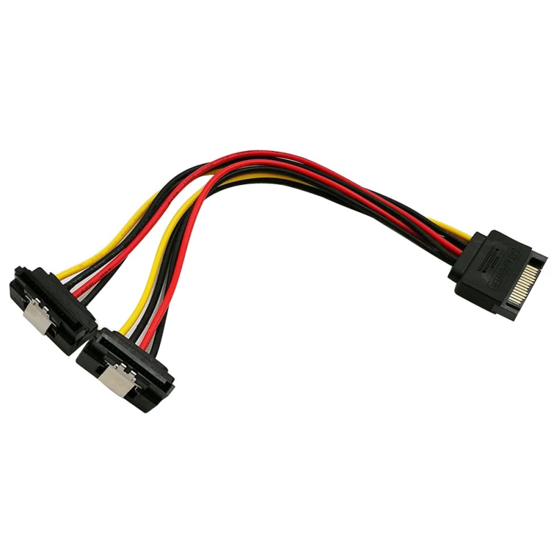 20 см SATA 15 Pin папа 2X15P Женский 90 градусов Y сплиттер адаптер кабель питания