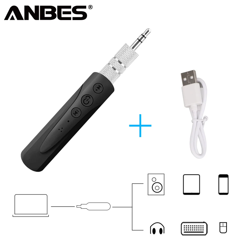 ANBES беспроводной Bluetooth приемник 4 1 конвертер музыка Авто адаптер 3 5 мм Джек