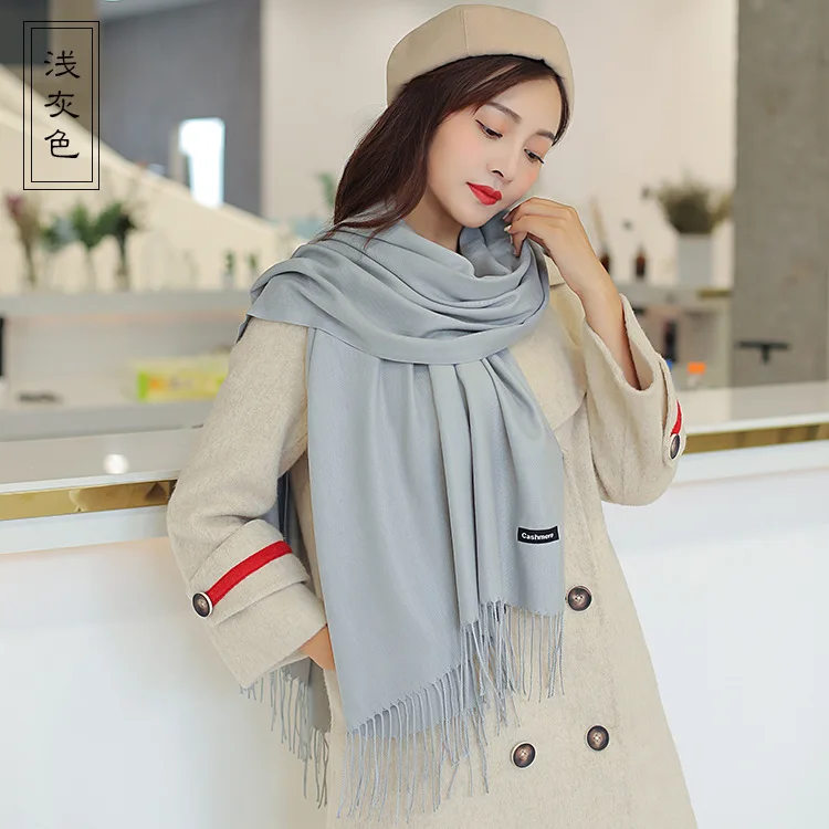 Jinjin. QC зимний женский шарф кашемировые однотонные шарфы и шали Echarpe платок Femme Пашмина с кисточкой Прямая поставка