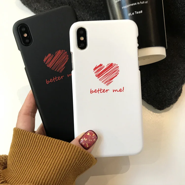 Жесткий черный чехол с сердечком для iphone 7 8X6 6 S s X XR XS Max 8 Plus чехол|Бамперы| |