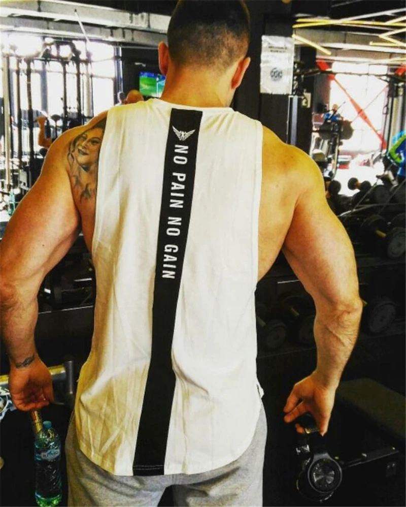 Брендовая одежда для фитнеса и бодибилдинга Стрингер майка мужчин тренажерные