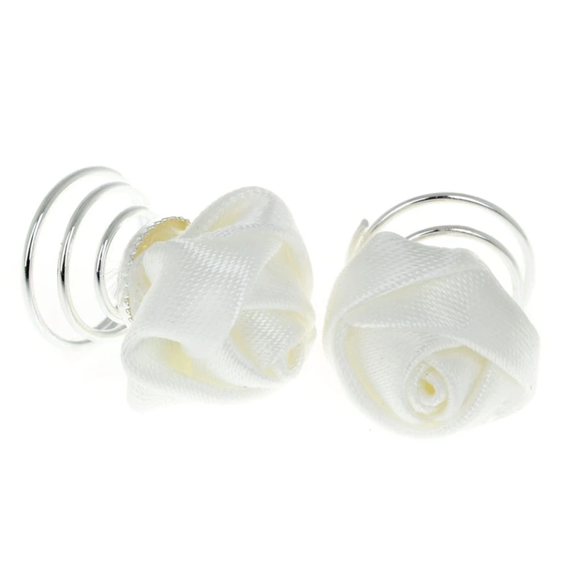 IMIXLOT милый романтический ткань с белыми и розовыми розами детские заколки для