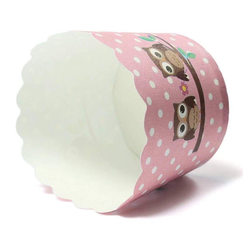 Бумажные футляры для кексов жесткая бумажная чашка 6x4 5x5 см 50 шт. с рисунком Совы и