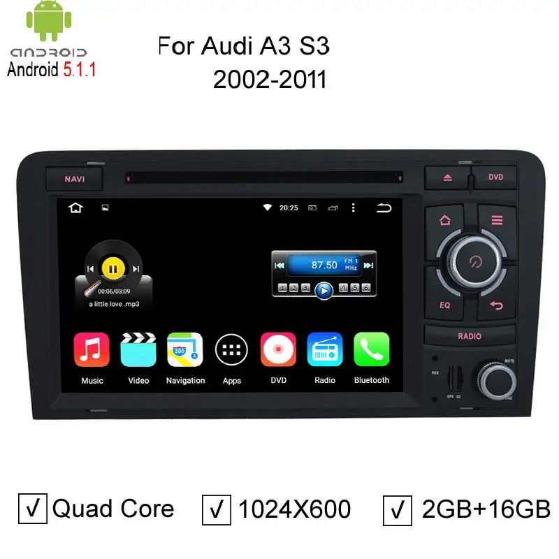 Android 5.1.1 Леденец Dvd-плеер Автомобиля GPS Радио Стерео Система Навигации для Audi A3