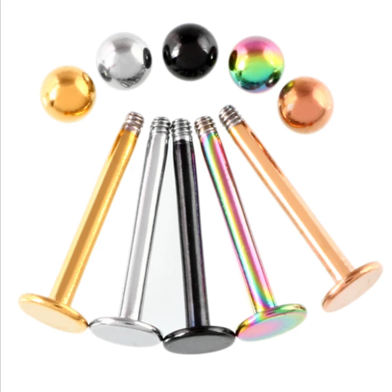 Женская губная штанга для пирсинга из нержавеющей стали золотого цвета кольца