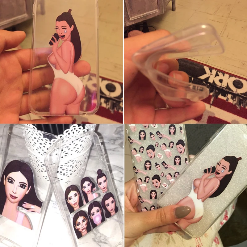 Funny Soft Clear Cases for Mobile Phone Kim Kardashian Crying Face Emoji Case Iphone 5s 6 7 Ultrathin TPU Shell |