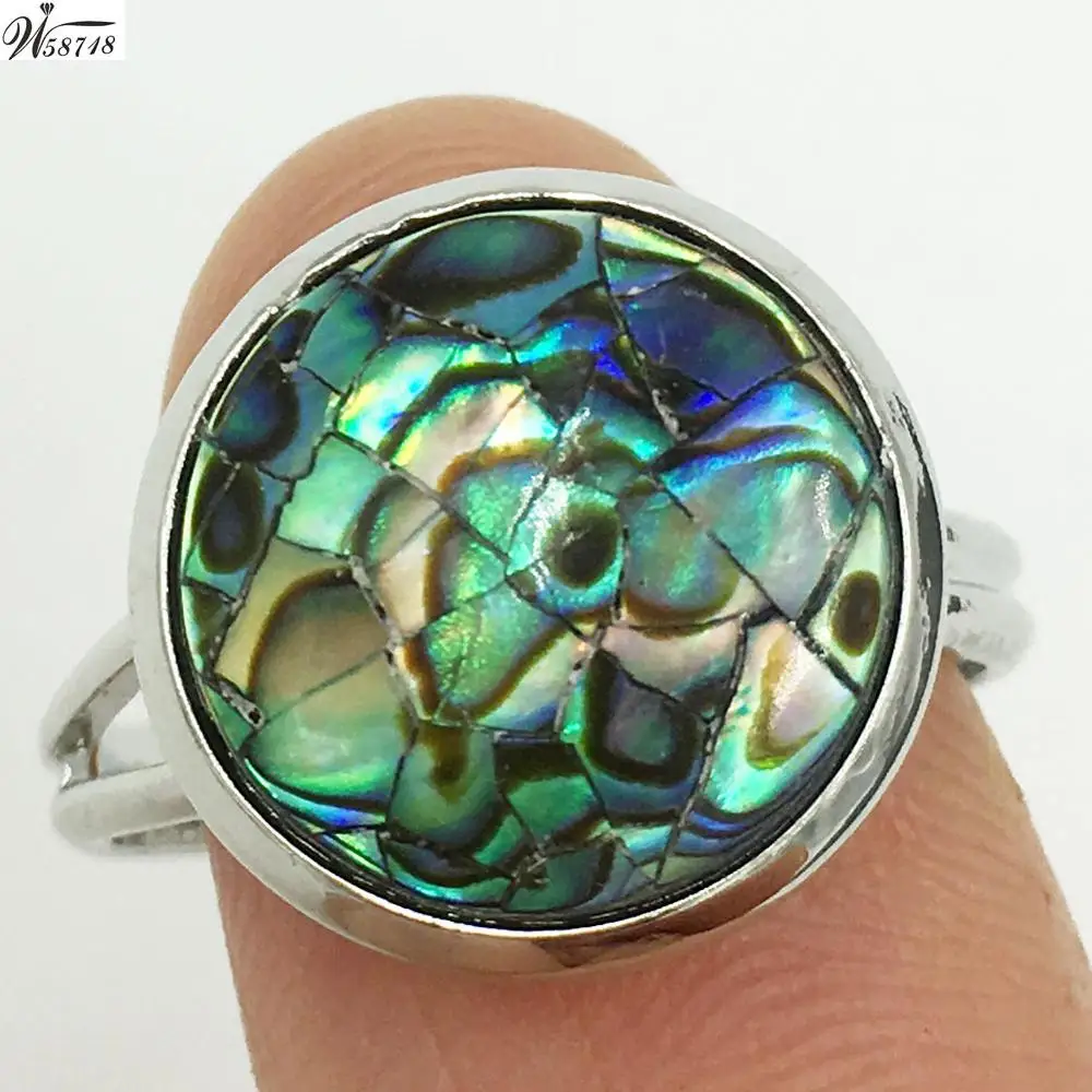 Abalone Shell C7233 Кристальный лазурит тигровый глаз авантюрин Howlite Sodalite Goldstone Opal Jaspe синяя Песочная бусина кольцо 6,5~ 1" US Adjust WFH588 - Цвет основного камня: Abalone Shell C7233