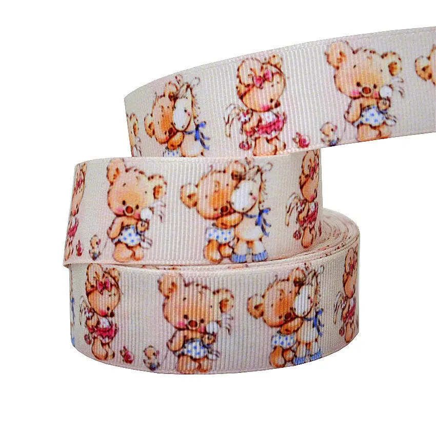 1 inch 25mm Printed Cartoon Grosgrain Ribbon 10yards Dog Bear Unicorn Animal Gift Decoration accessories