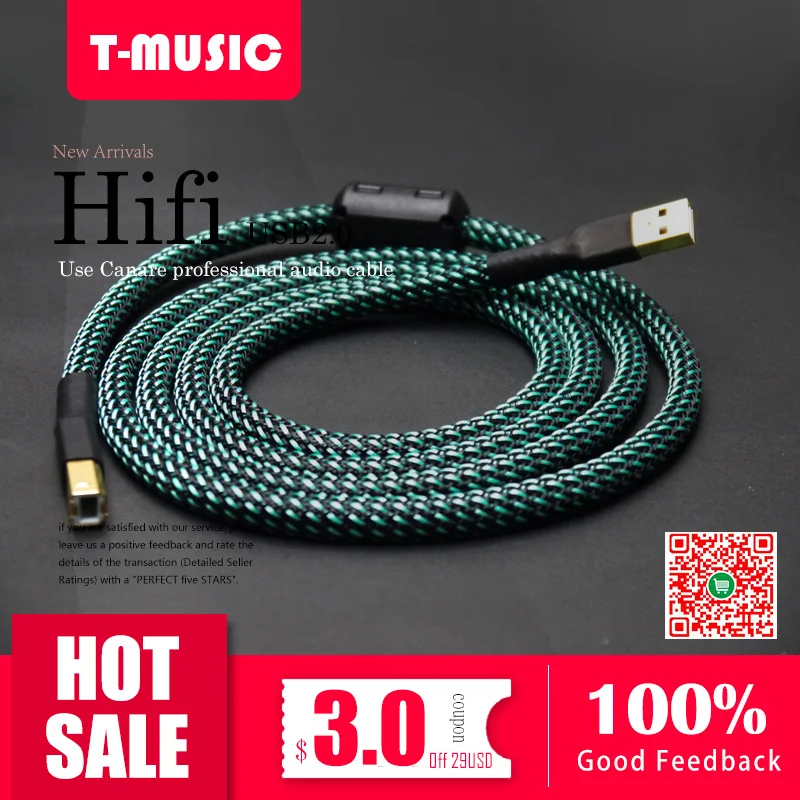 Аудиокабель USB Type A B кабель HiFi для усилителя DAC передачи данных 0 5 м 1 м|Кабели USB| |