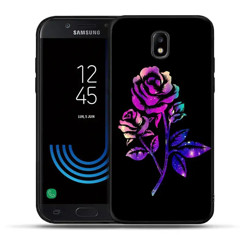 Роскошный чехол из ТПУ с черными розовыми красными цветами для samsung Galaxy J3 J5 J7 J2 Prime G530 j4 J6 Plus силиконовый чехол