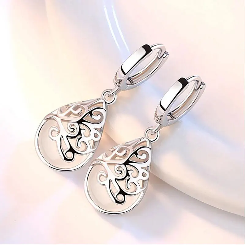 

Vintage Lines Opal Tear Earrings Earrings Pink / Silver Color Moonlight Cute Ladies Jewelry Girlfriend Gift Wedding Earring Gift