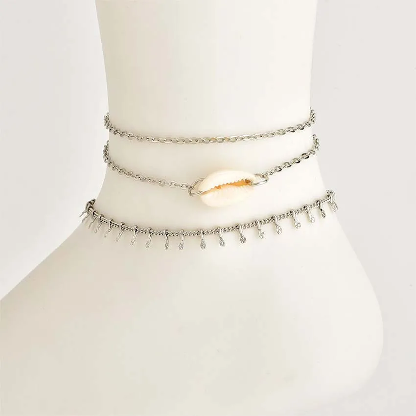 2019 Новый Boho multi оболочки Halhal женский браслет на ногу Cheville Серебро ножной