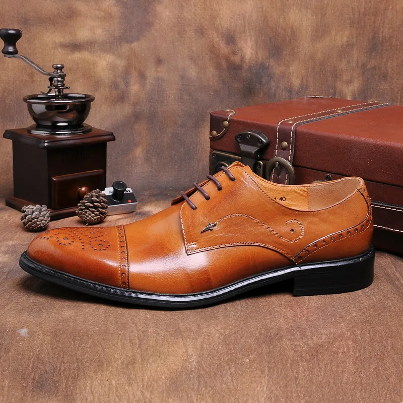 Мужские классические туфли из воловьей кожи итальянские туфли-оксфорды модная
