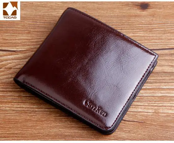 Coffee Мужской кошелек, масло, воск, кожаный кошелек, мужской, carteira masculina, короткий, двойной, erkek cuzdan, однотонный, мужской кошелек, мужской, porte feuille homme - Цвет: Coffee