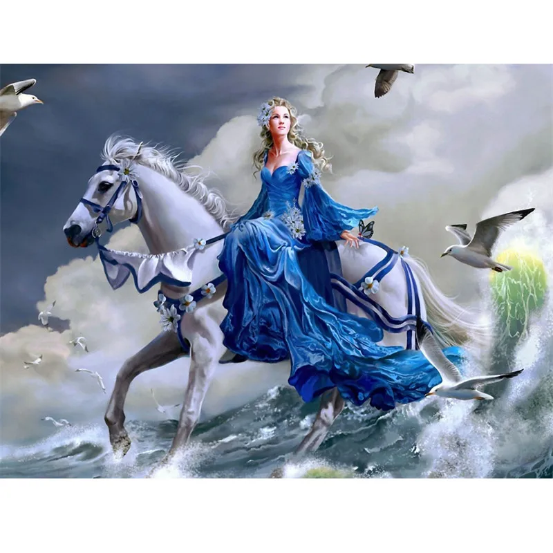 DPF поделки алмазов картина кристалл девушка и лошадь крестом мозаика полный