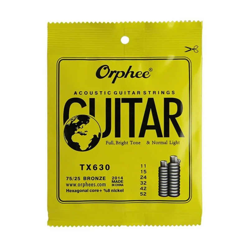 Струна Orphee для гитары с шестигранным сердечником и 8% полным никелевым покрытием