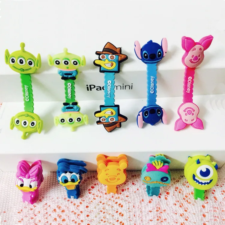 30 шт./лот Прекрасный Стежка Дональд Дак Мультфильм Наушники Кабельные Winder Кабель