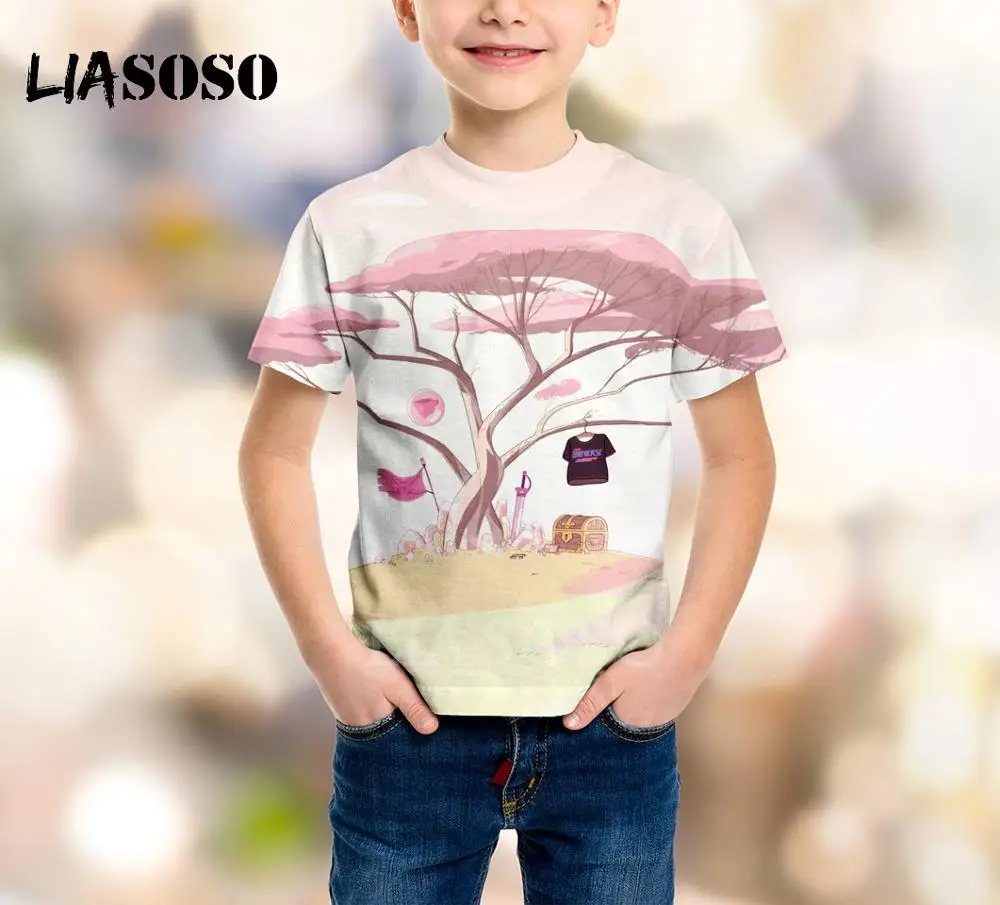 22 LIASOSO Новая детская одежда 3D принт мультфильм аниме Стивен Вселенная футболка Детский свитер для мальчиков и девочек пуловер с короткими рукавами B028 - Цвет: 22