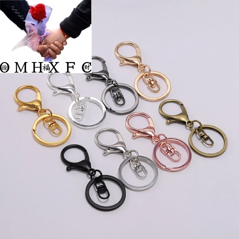 OMH оптовая продажа 5 шт. Золотой Серебристый Брелок для ключей кольцо 30 мм длинная