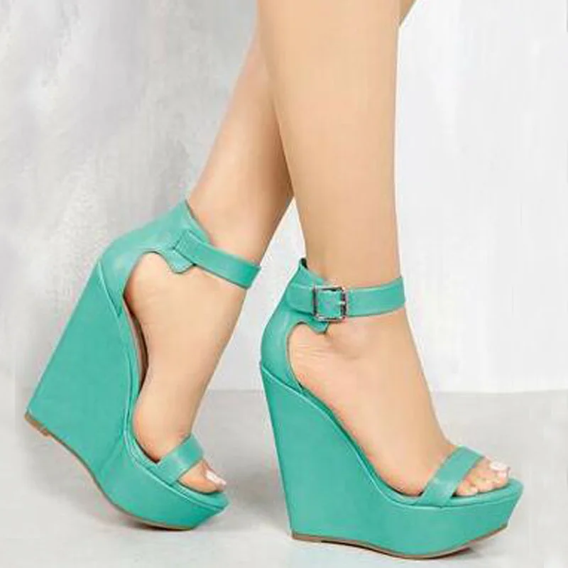 Сандалии женские на высокой танкетке элегантные босоножки с ремешком щиколотке