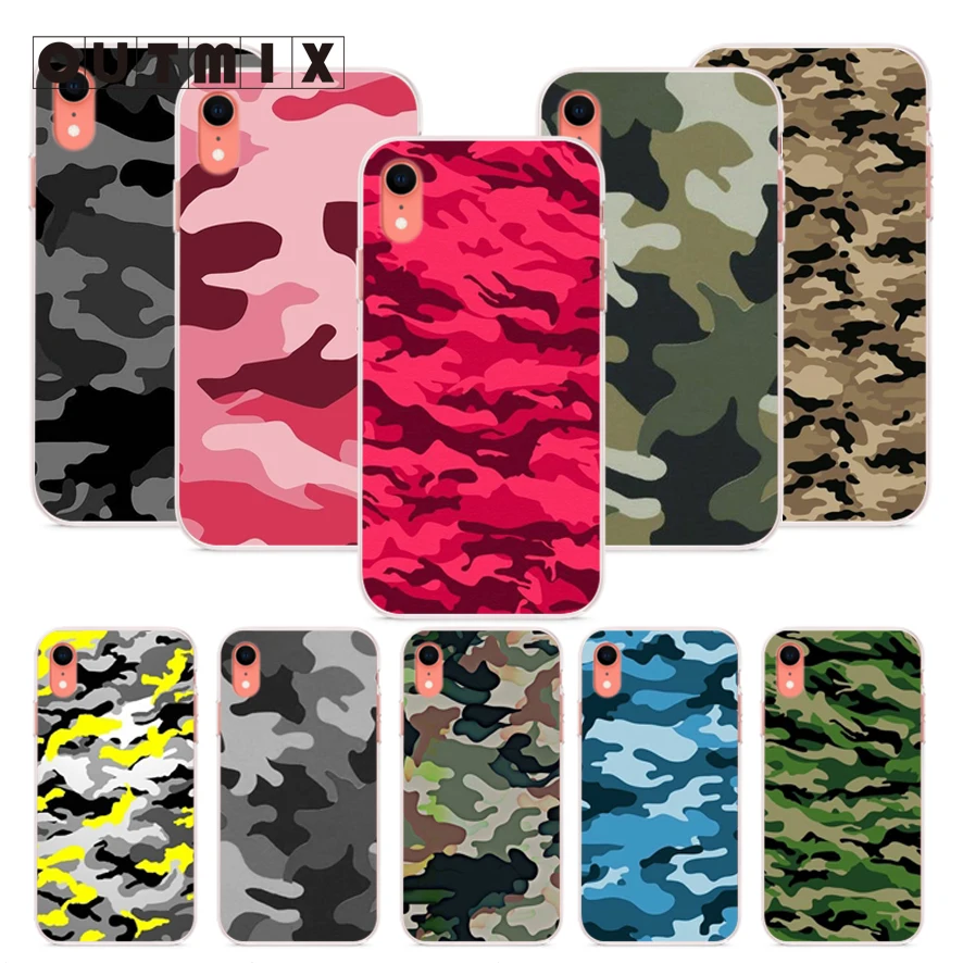 Камуфляжный чехол OUTMI в стиле милитари мягкий силиконовый для мобильных