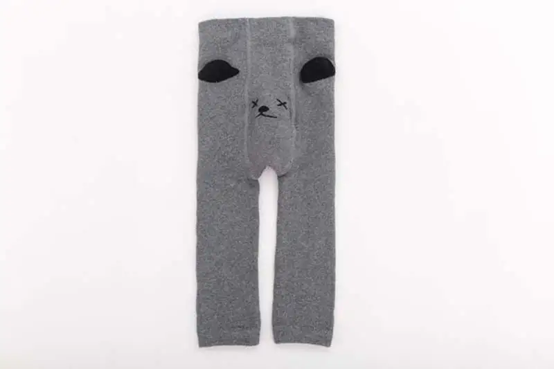 Gray Bear Детские вязаные штаны; хлопковые теплые леггинсы с высокой талией и рисунком для маленьких девочек; повседневные штаны-шаровары для новорожденных мальчиков; детские колготки; одежда - Цвет: Gray Bear