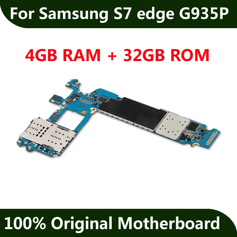 Оригинальный Mainboad для samsung Galaxy S7 край G935P 32 ГБ фабрики разблокирована материнской