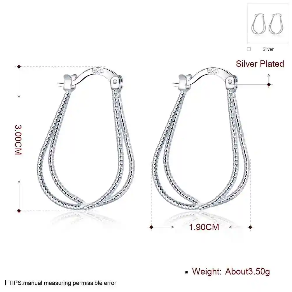 Новое поступление! Посеребренные серьги для женщин две линии серьги-кольца brinco