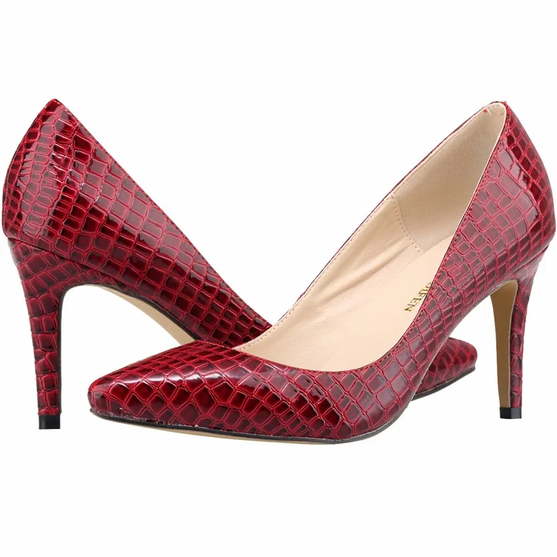 LOSLANDIFEN/женские туфли-лодочки крокодиловой кожи узор Свадебная обувь Женская