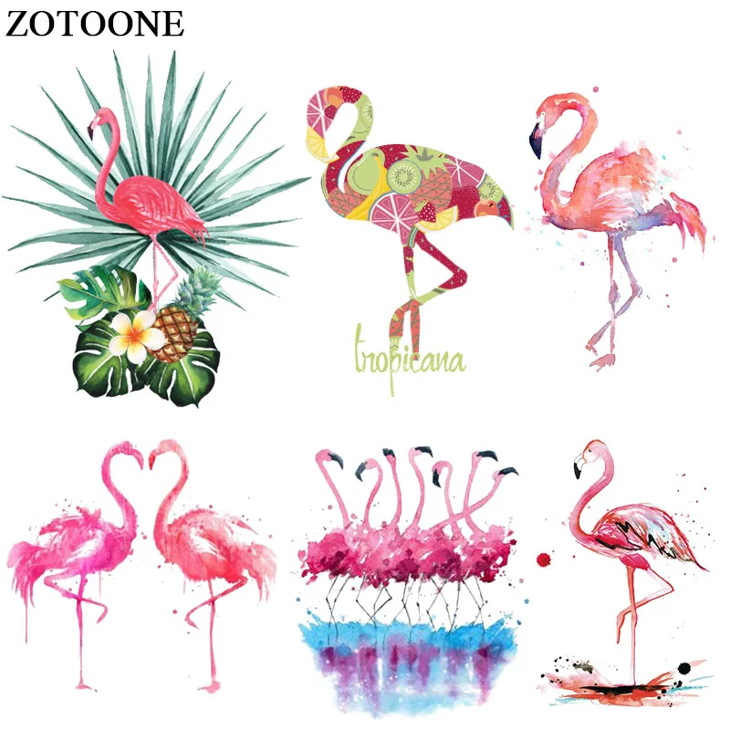 ZOTOONE прекрасная нашивка в виде фламинго железная термопередающие аппликации для