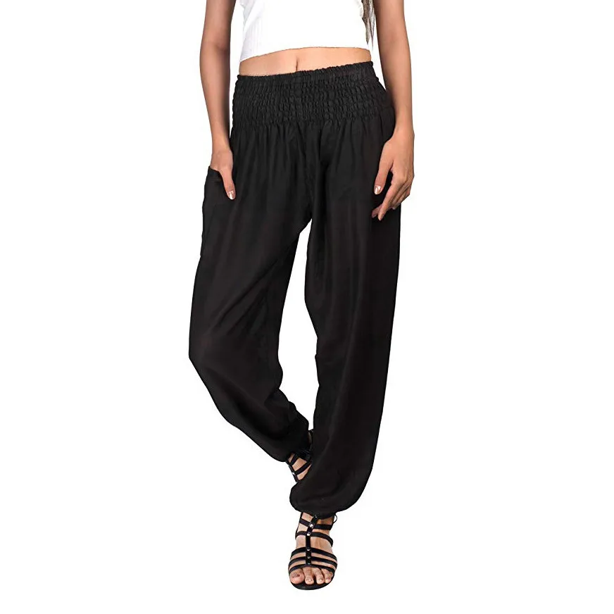 Большие размеры свободные штаны для йоги мужские и женские шаровары хлопковые