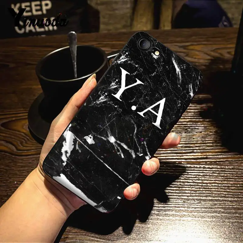 7 Yinuoda для iphone 7 6 X Чехол монограмма мрамор инициалы идеальный DIY чехол для телефона чехол для iphone 7X6 6S 8 Plus X 5 XS XR XSMAX - Цвет: 7
