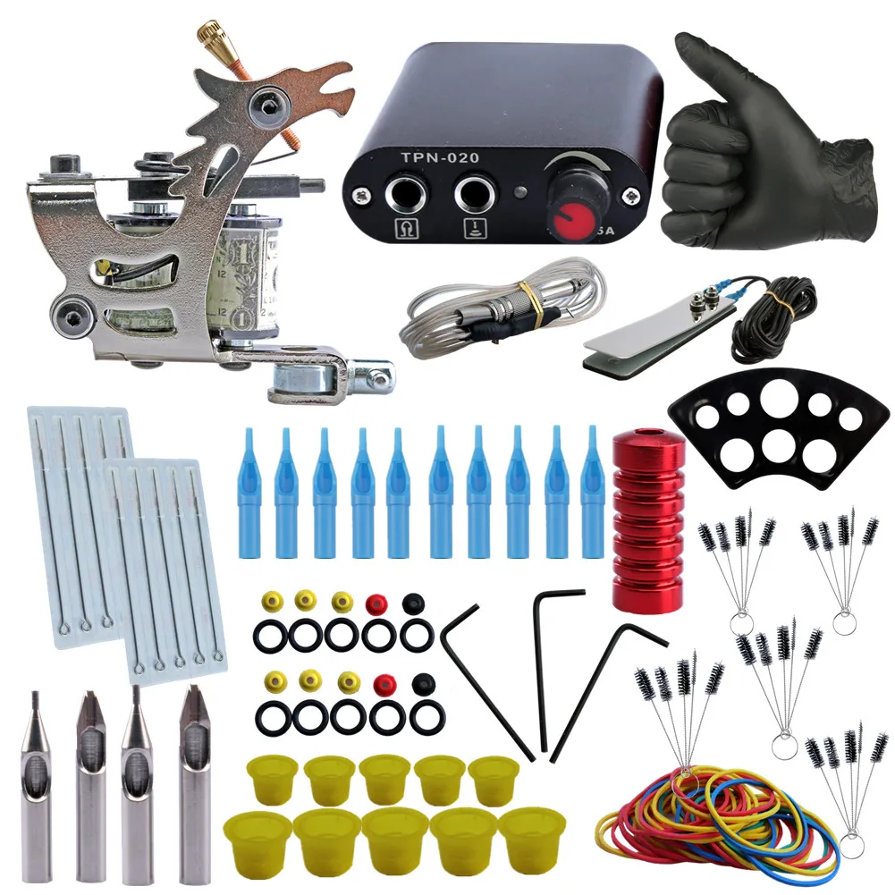 Стартовый набор татуировки комплект тату машинки блок питания иглы ручка трубка