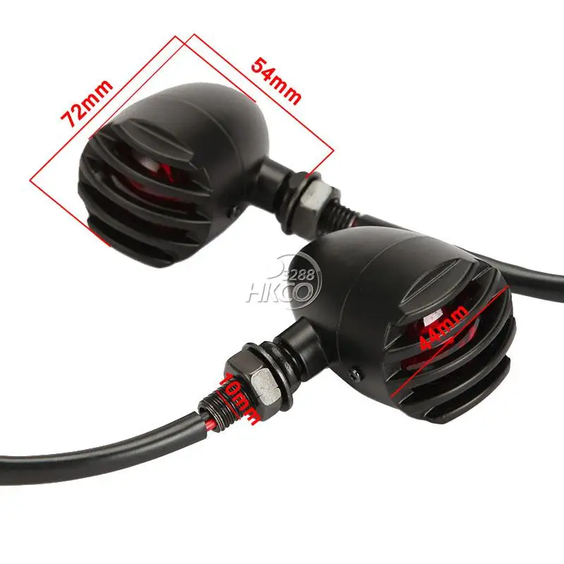

Black Motorcycle Red Turn Signals Tail Brake Light Pair