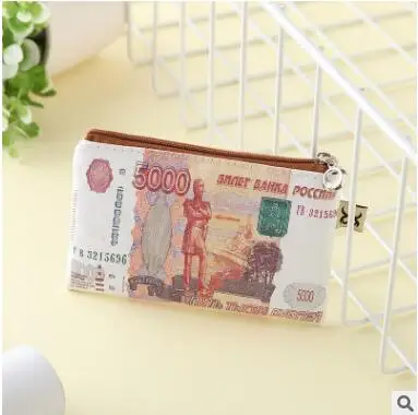 Новинка, креативный женский бумажный кошелек для денег, мужской холщовый милый кошелек для монет, модная мини-сумка-Органайзер на молнии, детский держатель для карт - Цвет: Russian ruble