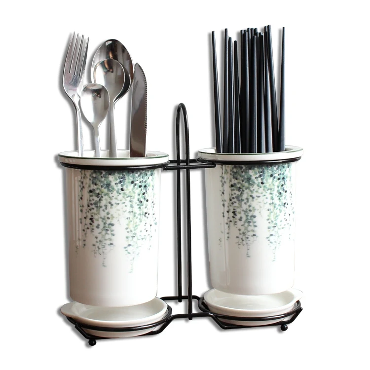 

Ceramic Chopsticks Tube Set Kitchenware Storage Drain Rack Desktop Chopsticks Box Chopsticks Cage Kitchen Tools