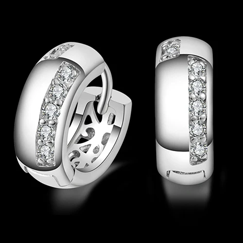Горячая Женская Свадебная вечеринка Циркон посеребренные серьги-гвоздики обруч