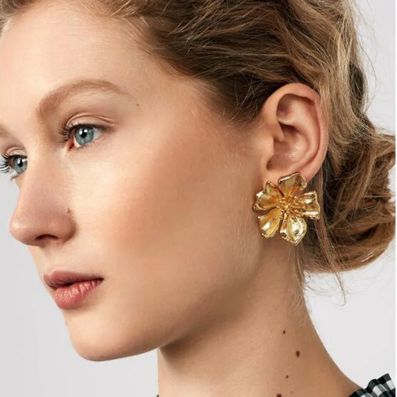 Женские серьги гвоздики ZA Design ET1049 резные элегантные и простые из сплава в форме