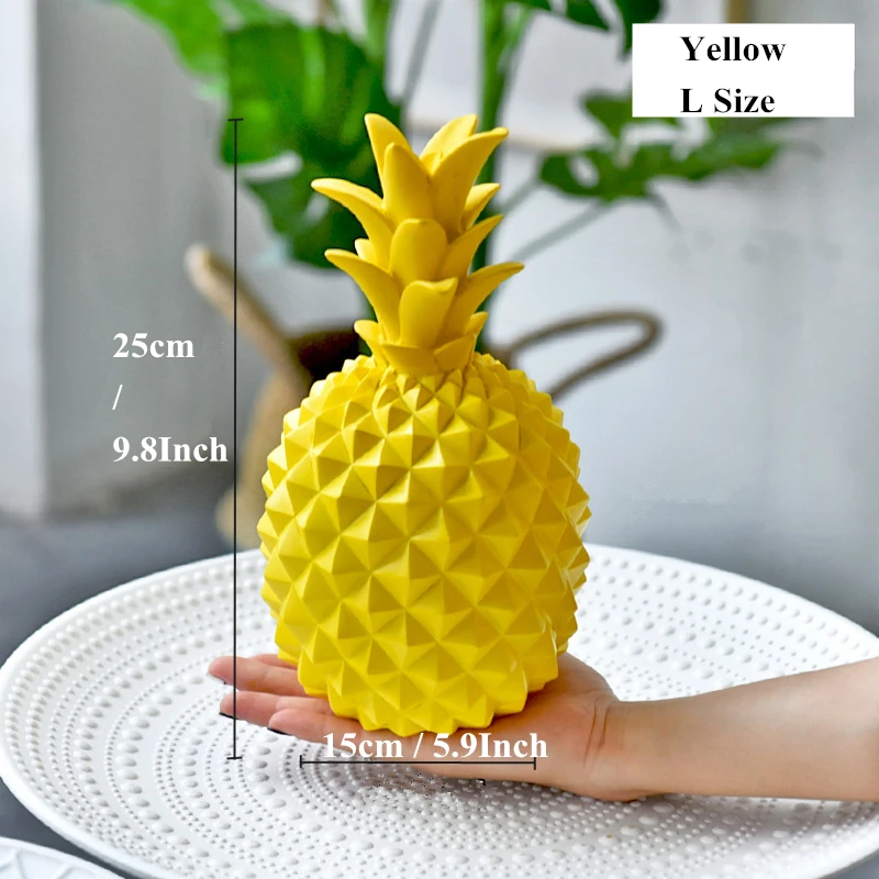 Yellow Money Box-L VILEAD 8 цветов смолы ананас Копилка фигурки Ананас Модель Копилка миниатюры Фрукты украшения творческий домашний декор - Цвет: Yellow Money Box-L
