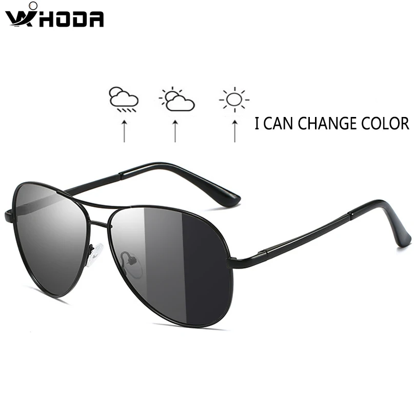 

Men's Photochromic & Polarized Pilot Metal Sunglasses , Male Discoloration UV400 for Day & Night Driving Sun Glasses S7751