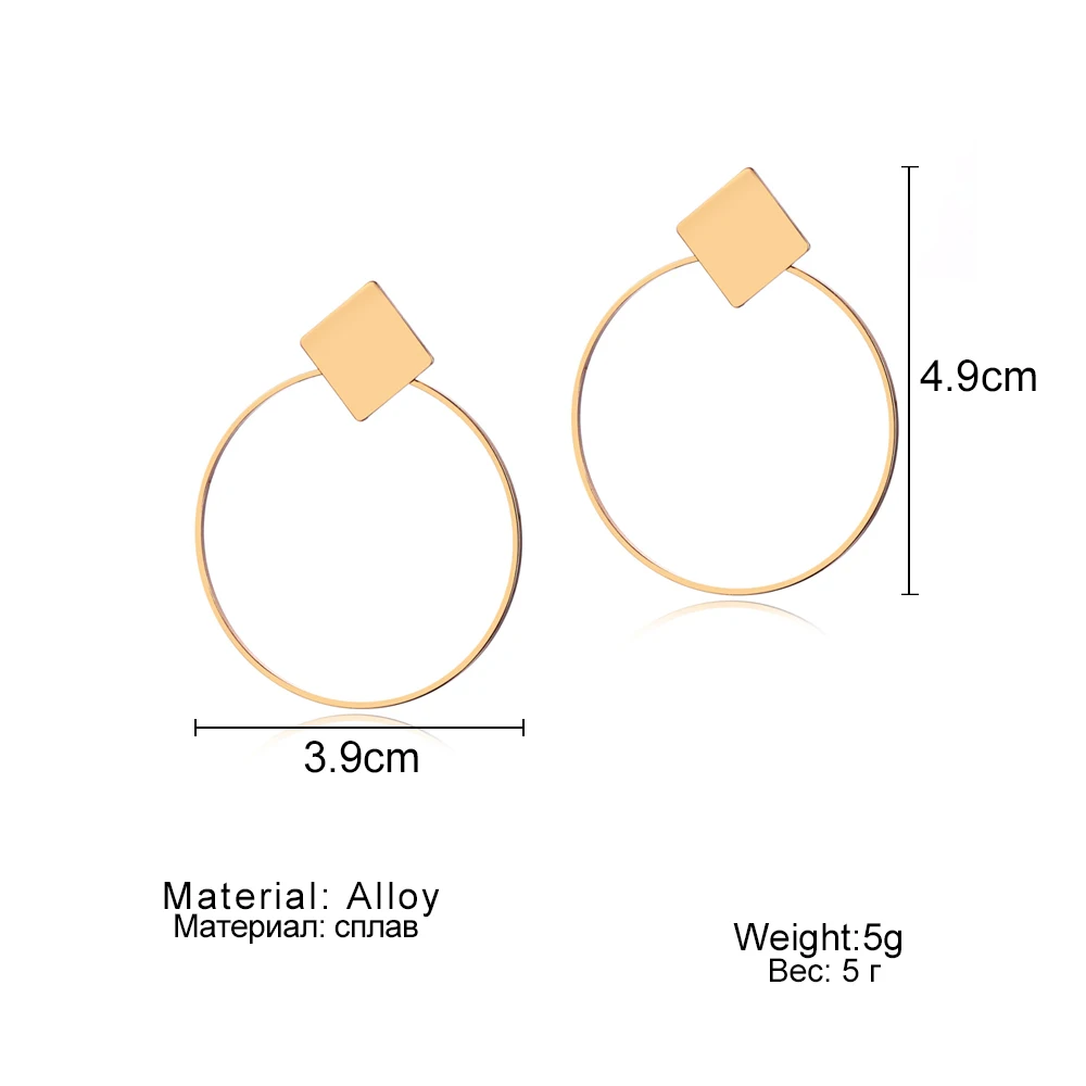 IPARAM простые Стильные модные серебряные серьги золотого цвета для женщин квадратные круглые геометрические висячие серьги женские ювелирные изделия